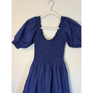 Hill House Nap Dress Navy Blue Smocked Short Puff Sleeve XXS EUC thumbnail 6