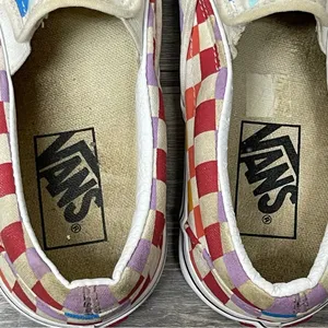 Vans Rainbow Checkerboard Classic Slip-On Sneakers 500714 Canvas Multi 6W thumbnail 5