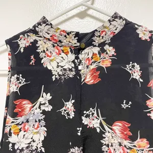 Maeve 100% Silk Sleeveless Sheer Black Floral Blouse thumbnail 6