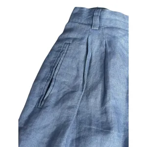 Vintage Harolds Blue Linen Shorts‎ High Waist Pleated Minimalist 90s Nautical thumbnail 2