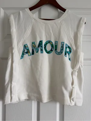 Anthropologie Amour Floral Applique Sleeveless Sweatshirt Small thumbnail 2