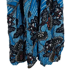 Anthropologie Deja Floral Batik Print Mini Dress Blue Boho Tassel Tie Size XS thumbnail 4