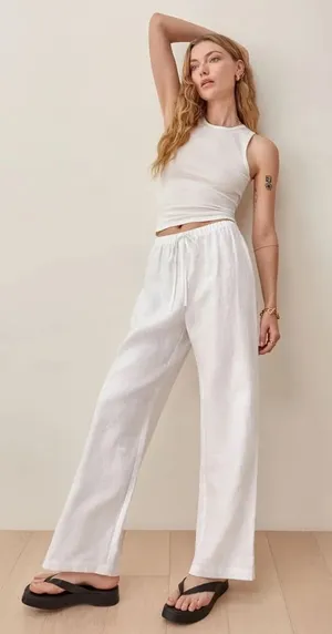 Reformation Olina Linen Pants White thumbnail 1