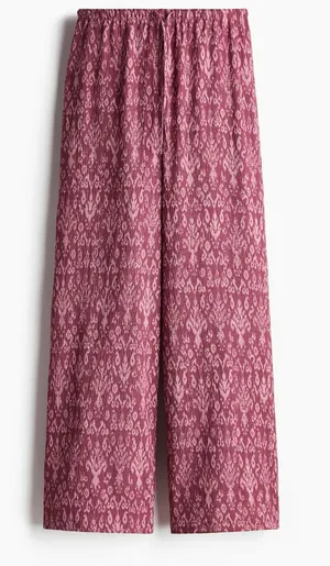 NWT Divided H&M dark pink patterned pull on pants size medium thumbnail 1