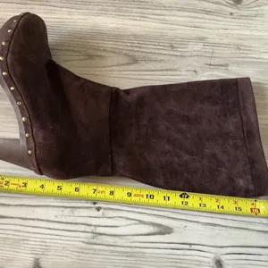Banana republic brown suede leather platform boots women’s size 9.5 pull-on boot thumbnail 11