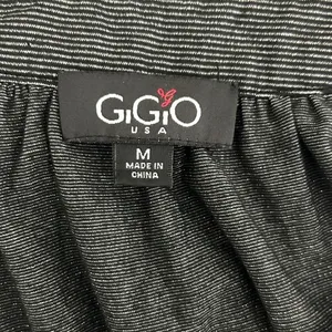 Gigio‎ Women Party Y2K Tiered Tunic Babydoll Top M Black Metallic Silver Shimmer thumbnail 6