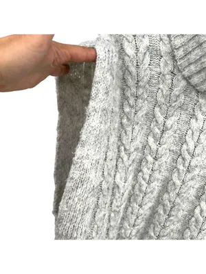 Joie Gray Cable Knit Cowl Neck Oversized Sweater Poncho Sleeveless Size Small thumbnail 4