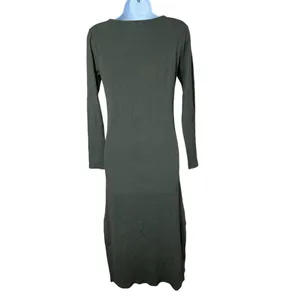 Aerie Green Ribbed Long Sleeve Midi Dress Size Small thumbnail 6