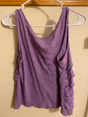 Loft Purple Ruffle Tank Top thumbnail 2