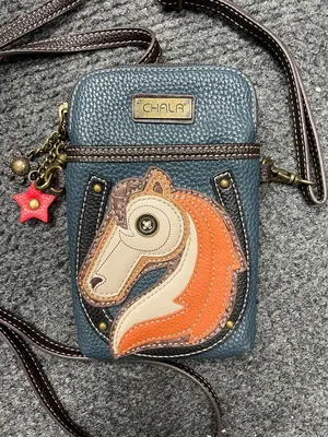CHALA Horse Crossbody Convertible Purse Phone Holder blue equestrian thumbnail 2