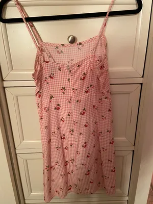 Pink Checkered And Floral Print Dress thumbnail 7
