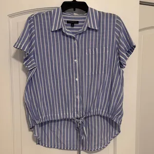 Banana Republic Blue and White Striped Blouse thumbnail 1