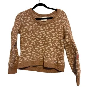Abercrombie Fitch Fuzzy‎ Leopard Print Sweater Women's Size S thumbnail 1