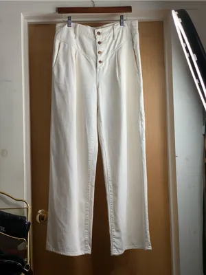 Madewell Cream High-Rise SuperWide-Leg Jeans with Button-Front Size-29 Quiet Lux thumbnail 4
