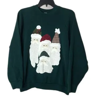 fruit of the loom Santa Clause Father Christmas Fleece Pullover sweater large‎ thumbnail 1