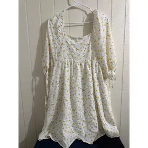 Hayden Los Angeles White Yellow Floral Babydoll Dress Square Neck Large NWT thumbnail 4