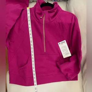Lululemon NWT Scuba Oversized Funnel Neck Half Zip Ripened Raspberry Gold M L thumbnail 12