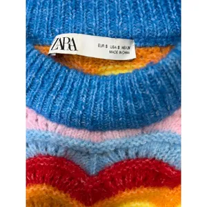 Zara Sweater Vest Small Rainbow Scallop Knit Sleeveless Colorblock thumbnail 3