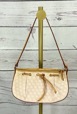Vintage Dooney & Bourke Pink Signature Mini Shoulder Bag Leather Trim Y2K thumbnail 1