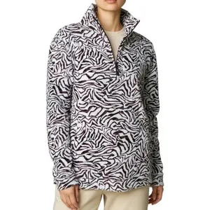 Kinesis Womens‎ Zebra Print Quarter Zip Pullover Mock Neck Active Top Burgundy L thumbnail 2