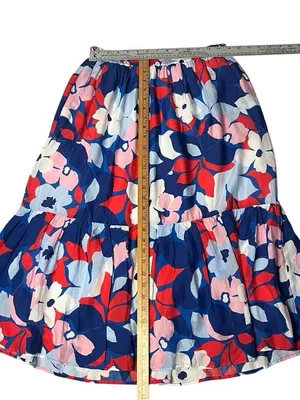 DRAPER JAMES RSVP Floral Skirt Red White Blue Elastic Waist Womens Size Medium thumbnail 7