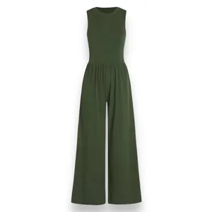 Cider Olive Sleeveless Wide Leg Jumpsuit thumbnail 3