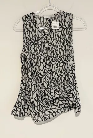 WAYF‎ Nordstrom Rack Sleeveless Black & White Printed faux Wrap-Front Top small thumbnail 1