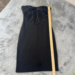 Kardashian‎ Kollection Black Strapless Bodycon Dress Ribbon Applique Small thumbnail 5