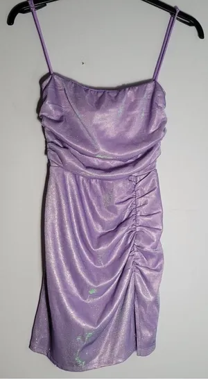 Sparkly purple mini dress thumbnail 1