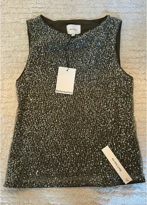 Olive green, sequin, Reformation tank thumbnail 2