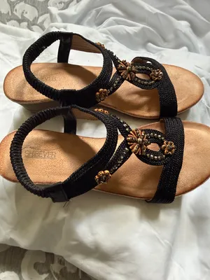 Women's Black Beaded Slingback Sandals - Comfortable Casual Style thumbnail 3