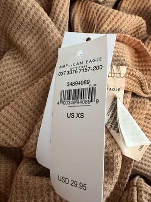 American Eagle Cropped Brown Long Sleeve Henley Top thumbnail 6