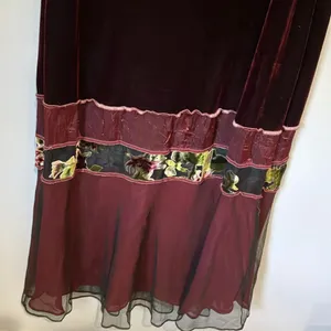 S.A.2 Silk Blend Vintage Velvet floral Burgundy Maxi Dress Whimsy goth #800 thumbnail 4