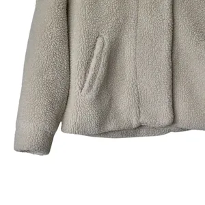 Zara XS Women's Beige Sherpa Teddy Shearling Hooded Cropped Jacket Coat thumbnail 5