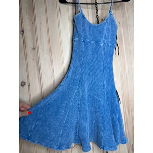 NWT Lulus Simply Pretty Washed Yellow Ribbed Pleated Sleeveless Mini Dress Sz M thumbnail 8
