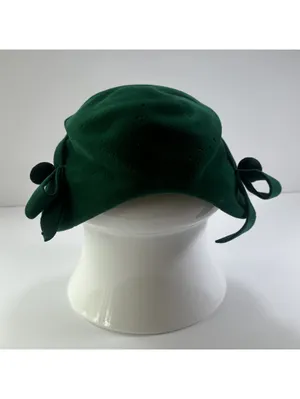 Vintage Edco Riviera Emerald Green Velour Hat with Bow Details thumbnail 3