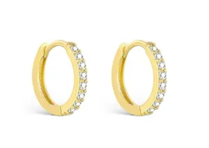 12mm CZ Small Gold Hoop Earrings for Women Men thumbnail 1