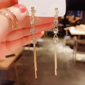 Elegant Crystal Long Tassel Dangle Drop Earrings for Women thumbnail 1