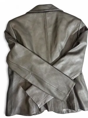 Kasper Dark Olive Leather Single-Button Blazer thumbnail 5