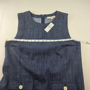 LOFT NWT Womens Blue Cotton Denim Sleeveless Shift Dress Button Pockets Size 10 thumbnail 8
