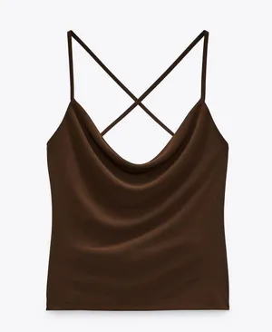 ZARA Brown Flowing Flowy Tank Top Blouse thumbnail 5