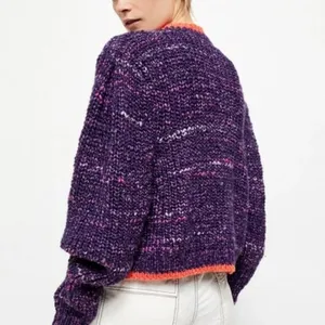 Free People Walk On by Cardigan Sweater Wool Purple thumbnail 9