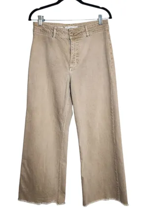 MNG Catherine Distressed Tan Wide Leg Jeans with Cut-Off Hem Size 8 thumbnail 1