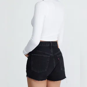 NEW Levi's 501 Black Ripped Denim Shorts 29 thumbnail 5