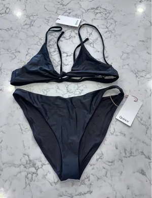 NWT Quince Black Knot Tie Bikini Top & Low Rise Bottom Set Size Medium thumbnail 1