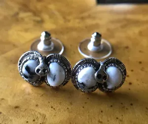 Artistic White Buffalo Sterling Silver Snake Stud Earrings thumbnail 1