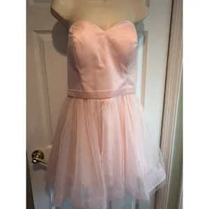 Pink Glitter Tulle Strapless Dress Corset Lace-Up Party Prom Mini 16 Formal Y2k thumbnail 3