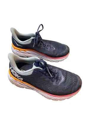 Hoka One Clifton 7 wms blue orange walking running sneakers sz 8.5D SKU 10-351 thumbnail 3