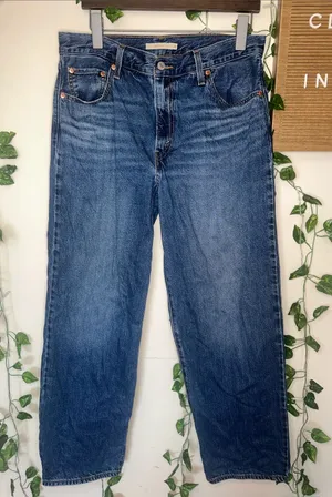 Levi’s Baggy Dad Dark Blue Wash Wide Leg Jeans thumbnail 1