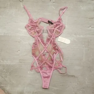 💕FOR LOVE AND LEMONS💕 Grace Bodysuit ~ Mauve Lace Medium XS NWT thumbnail 9